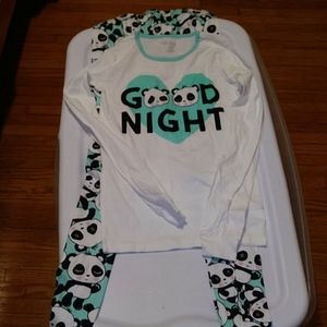 Girls panda bear pajama set sz 14